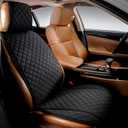 IVICY Faux Linen Front Car Seat Cover  Durable, Non-Slip Seat Protector for Cars  1 Unit, Black (BLACK HYB LN)