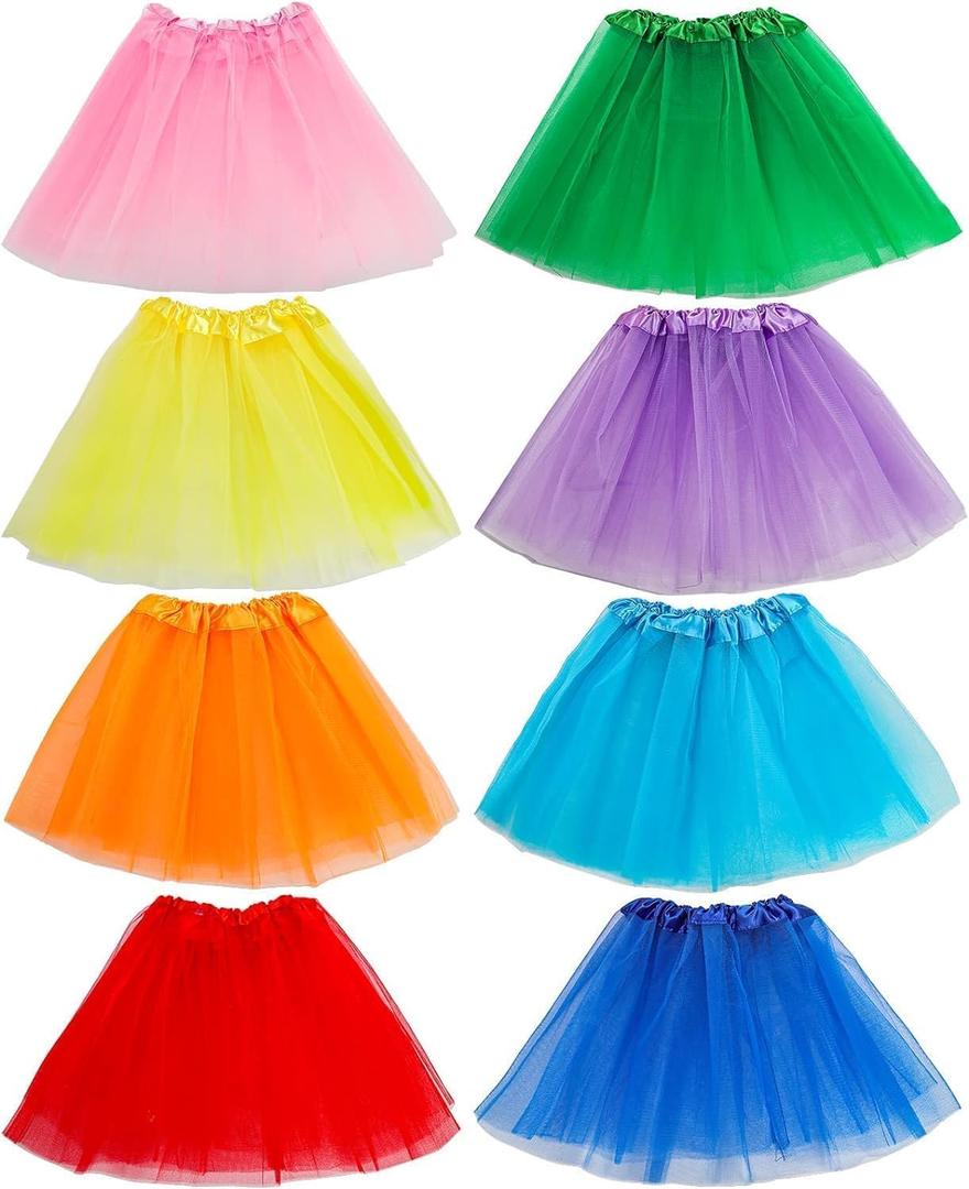 8 Pack Tutu for Toddler Girls, 3 Layer Toddler Tutu Skirt, Multicolor Girls Tutu Skirt for 2-5 Years Old Kids Dress Up, Birthday Party