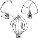 Funmit Mixers Accessories Stainless Steel Attachments Replacement for Kitchen-aid Mixers, K45WW Wire Whip, K45DH Dough Hook, K45B Coated Flat Blade Paddle, Kitchen Tilt-Head Aid Stand Mixer Attachment