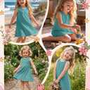 Custoneei Toddler Girls' Sleeveless Tank Dress, Turquoise, 2T