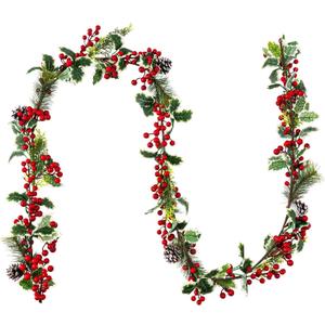 Jelofly 7FT Red Berry Christmas Garland with Pine Cone Needle Garland Christmas Xmas Decorations Indoor Outdoor Garden Gate Home Fireplace Decoration Winter Christmas Holiday New Year Decor Jelofly 7FT Red Berry Christmas Garland with Pine Cone Needle Garland Christmas Xmas Decorations Indoor Outdoor Garden Gate Home Fireplace Decoration Winter Christmas Holiday New Year Decor