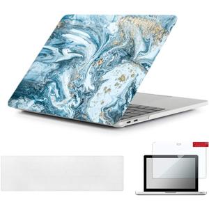 Se7enline Compatible with MacBook Pro 13" Case Touch Bar A1706/A1989/A2251/A2289/A2159/A2338 for 2016-2024 Mac Pro 13.3 M1/M2 with TPU Keyboard Cover,Screen Protector, Watercolor Blue Quicksand
