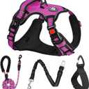 NESTROAD No Pull Dog Harness,Adjustable Oxford Dog Vest Harness with Leash,Reflective No-Choke Pet Harness with Easy Control Soft Handle for Large Dogs(X-Large,Fuchsia Pink) (XLneck 17-25" chest 21-35")