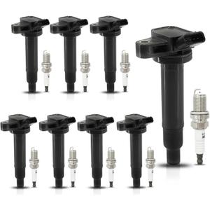 Set of 8 Ignition Coils & Iridium Spark Plugs UF230 Compatible with 98-07 Toyota Land Cruiser 00-09 Tundra 01-09 Sequoia 03-08 4Runner 98-09 Lexus GS430 GX470 LS430 LX470 LX570 SC430 4.3L 4.7L 5.7L V8