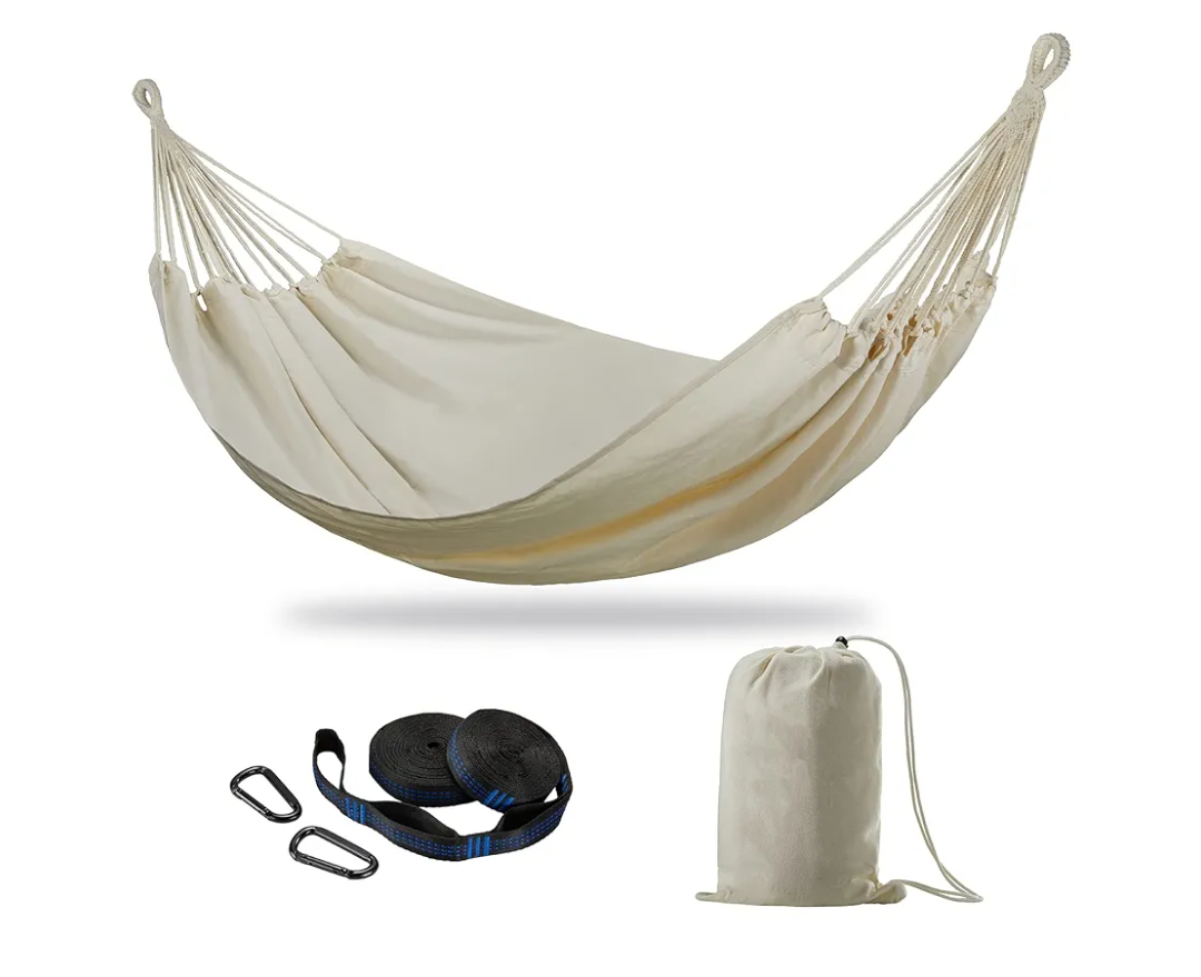 CHULIM Brazilian Double Hammock with Tree Straps,Extra Large 94x63IN,2 Persons Hammock for Backyard Patio Outdoor and Indoor,450lbs Weight Capacity,Soft Woven Cotton Fabric - Coffee Stripe