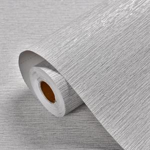 Haimin Grasscloth Wallpaper Peel and Stick 20.9in X 393in Fabric Contact Paper Wall Paper Textured Wallpaper Horizontal Stripes Look Self-Adhesive Thick Vinyl Embossed (Grey White)