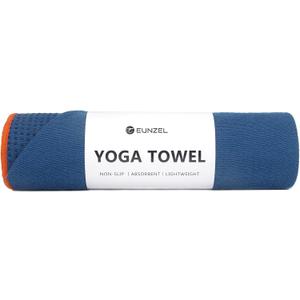 Eunzel Hot Yoga Towel - Microfiber Non Slip Yoga Mat Towel with Grip Dot Sweat Absorbent Towel for Hot Yoga, Pilates and Fitness 72" x 24", Steel Blue/Orange