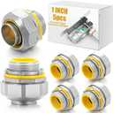 Gisafai 5 Pcs Liquid Tight Connector Straight Insulated Zinc Die Cast Metal Tight Electrical Conduit Fittings for 1 Inch Flexible and Type B Flexible