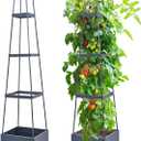 GENMOUS Raised Garden Bed with Tomato Planter Box Trellis, 56'' Tomato Cages for Garden, Tomato Planter Cage for Patio for Climbing Plants Vegetable Vine Flowers Outdoor & Indoor, 2 Pack
