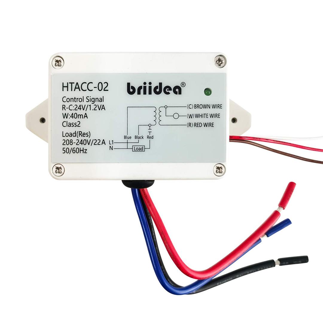 Briidea 220V 240V On/Off Switch Electric Heating Relay with Built-in 24V Transformer, Replacement for Any Relay, Compatible with 24V Thermostat