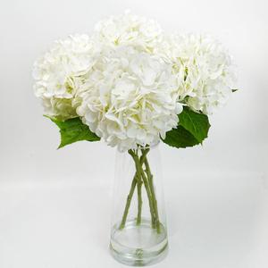 4 Pcs Fake Hydrangeas, 20'' Tall Large Bloom Latex Hydrangea Real Touch Faux Lifelike Silk Flowers Bouquet for Vase Filler Home Office Wedding Party Decor, DIY Floral Arrangement, Centerpieces (White)