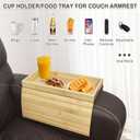 Bamboo Foldable Sofa Armrest Tray - Anti-Dropping Couch Arm Table for Phone, Cups, Snacks, Drinks - Flexible and Foldable - Gift for Housewarming, Birthday