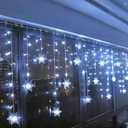 Christmas Snowflakes LED Curtain String Lights 11.5ft/3.5M 96LED Christmas Window Curtain Light Plug in String Light for Xmas Decor,Indoor and Outdoor,Birthday Party,Wedding, Bedroom Patio
