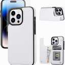 Wallet Case Compatible with iPhone 14 Pro, Slim Protective case with Card Holder,Premium PU Leather Kickstand Card Slots Case with a Screen Protective Glass -White