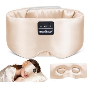 MUSICOZY 3D Silk Bluetooth Sleep Mask Headphones, Mulberry Silk Eye Mask with Ultra-Thin Wireless Speakers, Bluetooth 5.4 Sleeping Headphones for Side Sleepers, Music Sleep Mask Gifts for Men Women