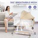 MOMFANN Baby Bassinet Bedside Sleeper, 6-Height Adjustment,Oatmeal, Crib