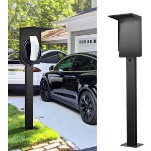 Weatherproof Pedestal with Roof for Tesla Gen3 EV Charging Stations | Heavy-Duty Stand with Top Cover, Compatible with Tesla Mobile Connector & J1772