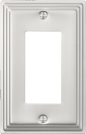 DEWENWILS 1 Pack Brushed Nickel Outlet Covers & Switch Plates Decorative Metal Wall Plates, Round Corner Design for Decorate Light Switches (1-Gang Standard Size)