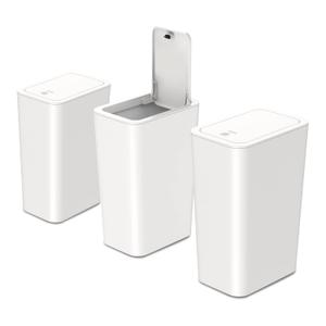 N. NETDOT 3 Pack 2.6 Gallon / 10L Bathroom Can with Lid, Kitchen Garbage Can Small Bin Waste Basket for Bathroom, Kitchen, Bedroom, Living Room, Office - Off White
