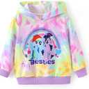 My Little Pony Girls Rainbow Tie-Dye Hoodie Sweatshirt Unicorn Graphic Pullover Tops Casual Clothes for Baby-Toddler Kids (3T, Rainbow Dash-multi-color)