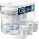 Invigorated Water - Alkaline Countertop Water Filter Dispenser, Large 52-Cup Capacity, Mineralized Alkaline Water, BPA-Free, 96 Gallons/Filter (Black, 3 Filters Included)