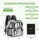 MAY TREE Clear Backpack Stadium Approved, 12x10x6 Inches Small Clear Bag with Padded Straps for Stadium Events, Concert, and Work, Black