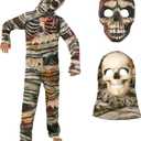Morph Mummy Costume for Kids, Two-Faced Mummy Outfit, Halloween Mummy Costume for Children, Spooky Dress-Up Fun (Large)