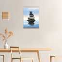 QIXIANG Zen Canvas Wall Art Zen Stone Painting Prints Spa Meditation Painting Artwork for Spa Yoga Room Bathroom Wall Decor Frame (20.00" x 30.00", Zen 1)