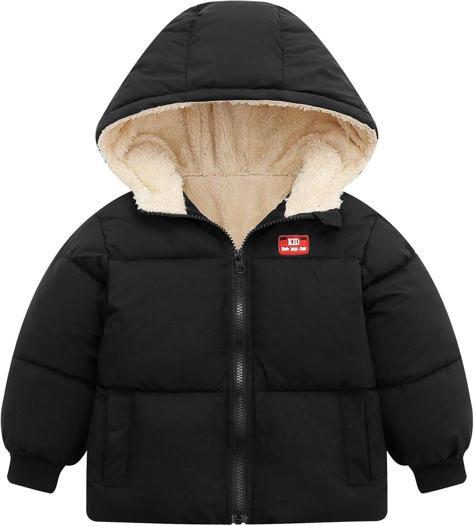 Baby Winter Coats, Outerwear for Toddler Kids Infants Boys Girls Light Puffer Warm Hooded Down Jacket for 2-7 Years (4-5T, Black)