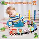 Toys for Toddlers, 11 Magnetic Wooden Animals Train Set, Montessori Toys for Toddlers, Preschool Learning Activities for Kids, Birthday Gifts for Boys, Girls