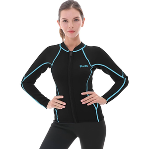 GoldFin Wetsuit Top Women, 2mm Wetsuits Jacket Long Sleeve Neoprene Tops for Water Aerobics Diving Surfing Swimming, M