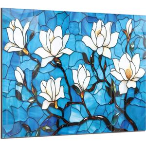 DAIFURONGE Tempered Glass Backsplash for Kitchen, Mosaic Lotus Flowers | 30"x24" Behind Stove Back Splash Panel Protector, Easy to Clean, Kitchen Wall Decor,One Piece Oven and Range Backsplash