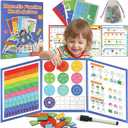 Magnetic Fraction Demonstration Book, Magnetic Fraction Tiles & Circles Educational Puzzle Set, Montessori Fraction Playbook for Kids, Math Manipulatives for Elementary School