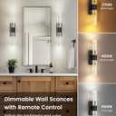 VOLISUN Battery Operated Wall Sconces Set of Two, Black Sconces Wall Decor Set of 2, Wireless Wall Sconces with Remote, Rechargeable Wall Light for Living Room, Bedroom, Bathroom, Vanity (15.3 inch)
