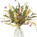 4Pcs Artificial Flowers Wild Flowers Bouquet Artificial Greenery Shrubs Floral Arrangement Faux Flowers Decor Indoor for Spring Summer Farmhouse Home Kitchen Table Centerpieces Decoration (Multi Color)