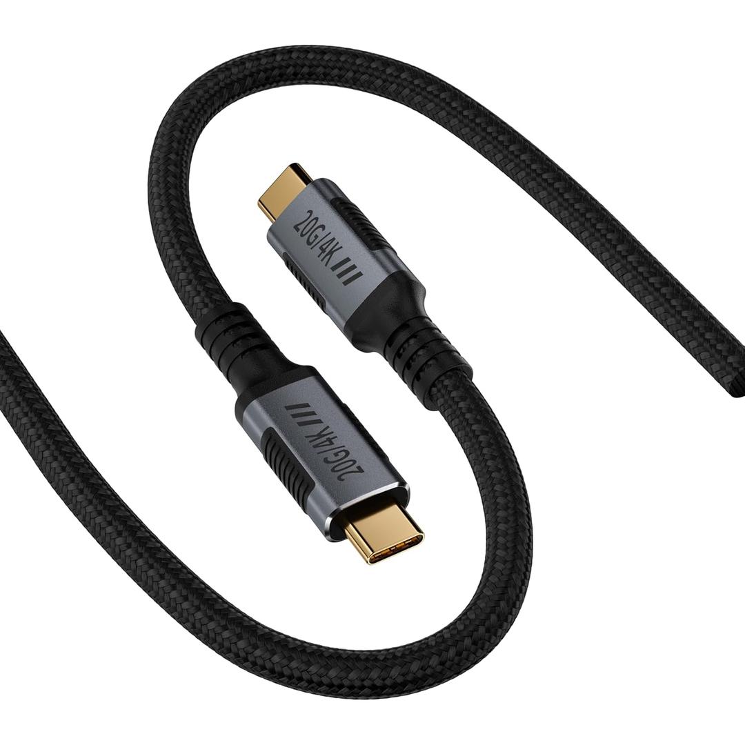 6.6FT USBC 3.2 Gen 2 Cable Compatible with Thunderbolt 3 Cable,USB C to USB C 20Gbps Data Transfer,USB Type C PD3.1 240W Fast Charging,USB C 4K@120Hz Video for Monitor,Display,SSD,Dock.