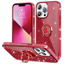 Thomo Compatible with iPhone 13 Pro Case,[Bling Kickstand] Cute Glitter Slim Bumper Diamond Cover Ring Holder Full-Body Protective Phone Case for iPhone 13 Pro Women Girls-WineRed Pack of 2