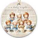 Religious Ornaments for Christmas Tree 2025 - Faith, Catholic Gifts for Women, Families, Friends, Children - O Holy Night Angel Ceramic Ornament - Angel Singing Choir Christmas Ornaments 2 Pack