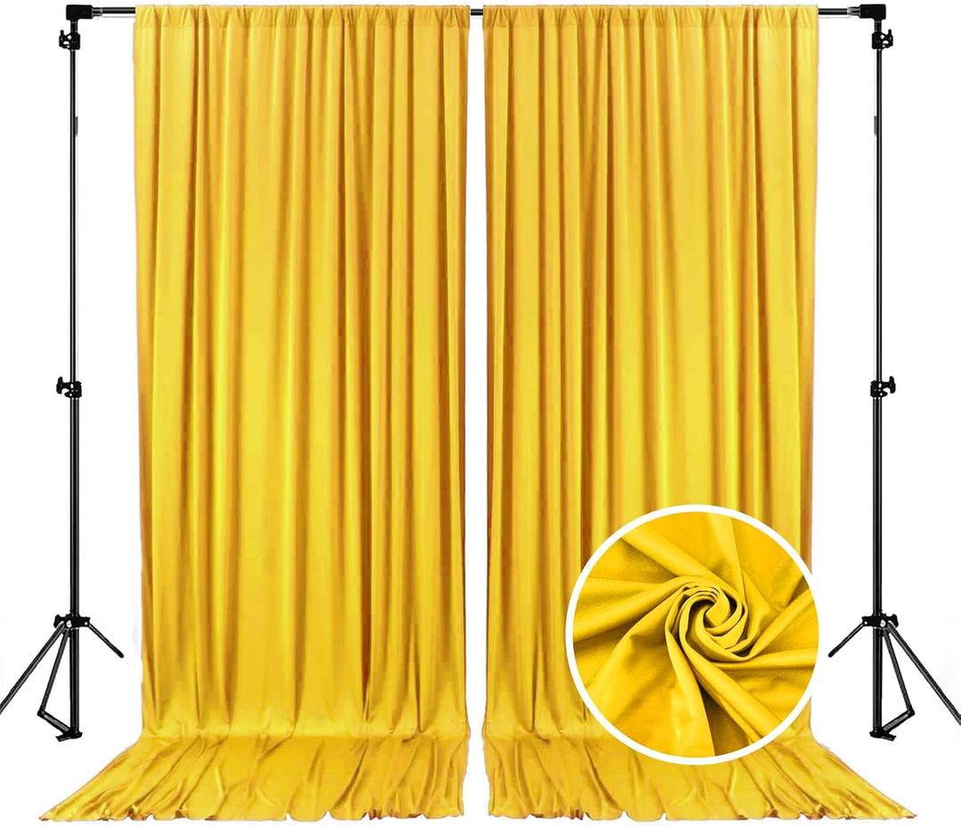 10 x 10 Feet Yellow Backdrop Curtain for Partie, Stain Background Curtains for Photoshoot, Birthday, Wedding, Halloween, Thanksgiving, Christmas, New Year Party Decorations 5Ft x 10Ft, 2 Panels