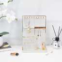 Jewelry Organizer Stand Holder - 4 Tier Cute Necklace Holder Stand Rack with 10 Hooks - Aesthetic Jewelry Storage Rack Tree for Teen Girl Room Decor -White