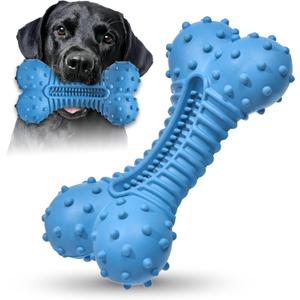 Dog Toys for Aggressive Chewers, Chew Toys for Medium Large Dogs, Durable Natural Rubber Toys with Bacon Flavor, Indestructible Dog Toy,Blue