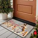 Easter Rabbit Welcome Mats 17" x 29", Happy Easter Rabbit Doormat Front Door Easter Rugs Non-Slip Indoor/Outdoor Entrance Decoration, Brown