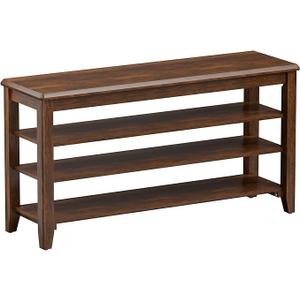 Taitiy Shoe Rack Bench with 3 Tier Adjustable Shelves Rubberwood Entryway | Hallway organizer, solid wood design, removable shelves, space saving storage, perfect for front doors, family spaces, Color: Walnut - Wood