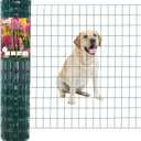 FOREHOGAR Green PVC Coated Welded Wire Fence 36 Inch x 50 Foot, 2 Inch x 3 Inch 16GA, Garden Border Fencing Roll Vinyl Coating Metal Wire Mesh for Yard Vegetable Plant Protection Poultry Netting