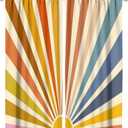 Mid Century Abstract Curtains, 70s Hippie Retro Ray Sunrise Sunset Vintage Groovy Aesthetic Rod Pocket Window Treatments Drapes for Bedroom Living Room 42x45in (Decor)