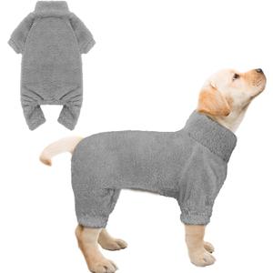 Fuzzy Dog Pajamas Turtleneck Dog Clothes Warm Soft Cozy Lightweight Dog Pjs Dog Sweaters for Small Dogs(Grey-S)