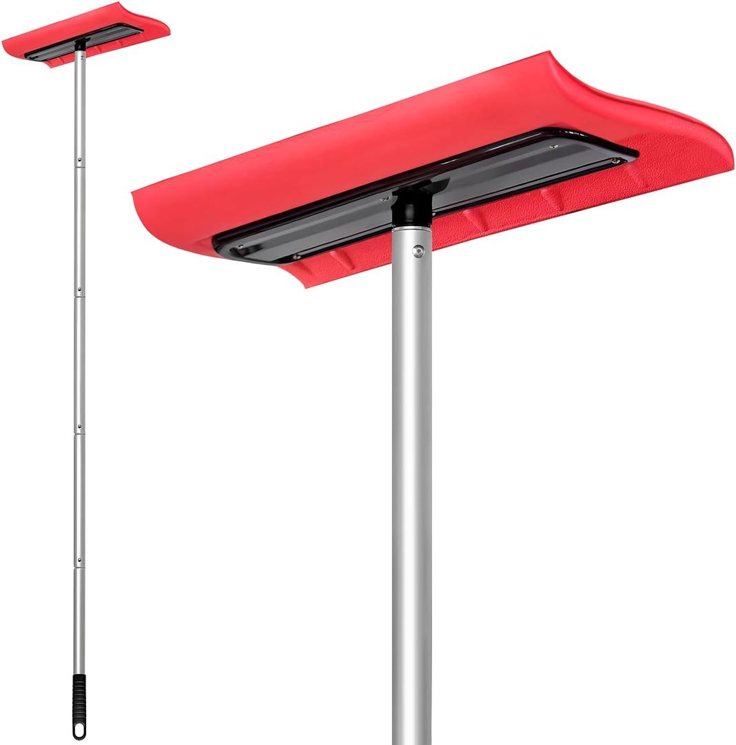 Never-Scratch SnowBuster | 19-Foot Snow Roof Rake(Up to 25Ft Standing Reach) | Heavy-Duty AluminumEVA Soft Foam Pad Snow Removal ToolS-Shaped Push/Pull Design for House Roofs, Solar Panels