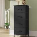 SONGMICS Dresser for Bedroom, Chest of Drawers, Steel, MDF, 4 Non-Woven Fabric Drawers, Storage Organizer Unit, Closet, Entryway, Ink Black and Ebony Black ULGS314B01S