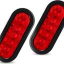 6" Oval LED Trailer Lights Kit, 2PCS Waterproof Stop/Turn/Brake Tail Lights with 10 LED Markers for Truck, RV, Boat, Trailer (Red) DOT Compliant