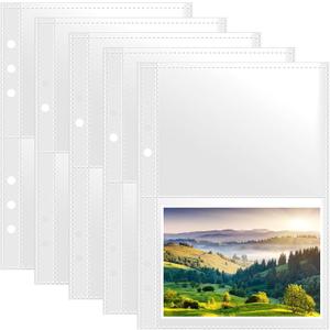 3.6x5.3 Inch Index Card Sleeves Binder Sheets - 50 Pack fits 6-Ring A5 Binder, Clear Plastic Refill 2 Pocket Page Protector for Recipe Cards, Photos, Flash Cards (200 Pockets)
